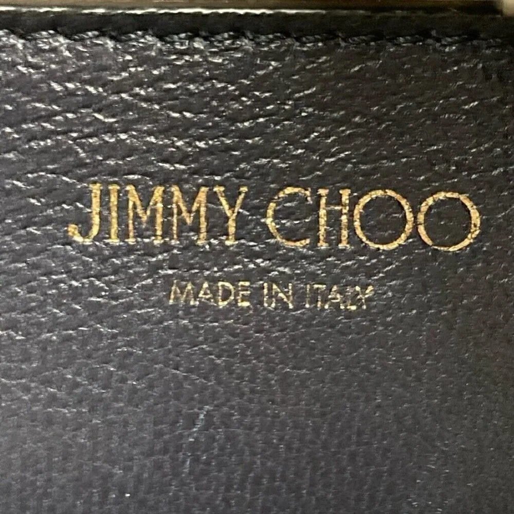 Jimmy Choo Raven Hobo Handbag Purse Black Leather Pocket Double Zipper Chain
